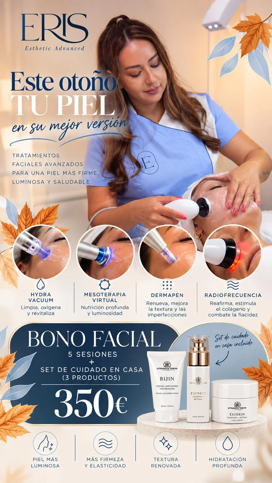 Cartel de la oferta Bono Facial 5 sesiones de ERIS Esthetic Advanced