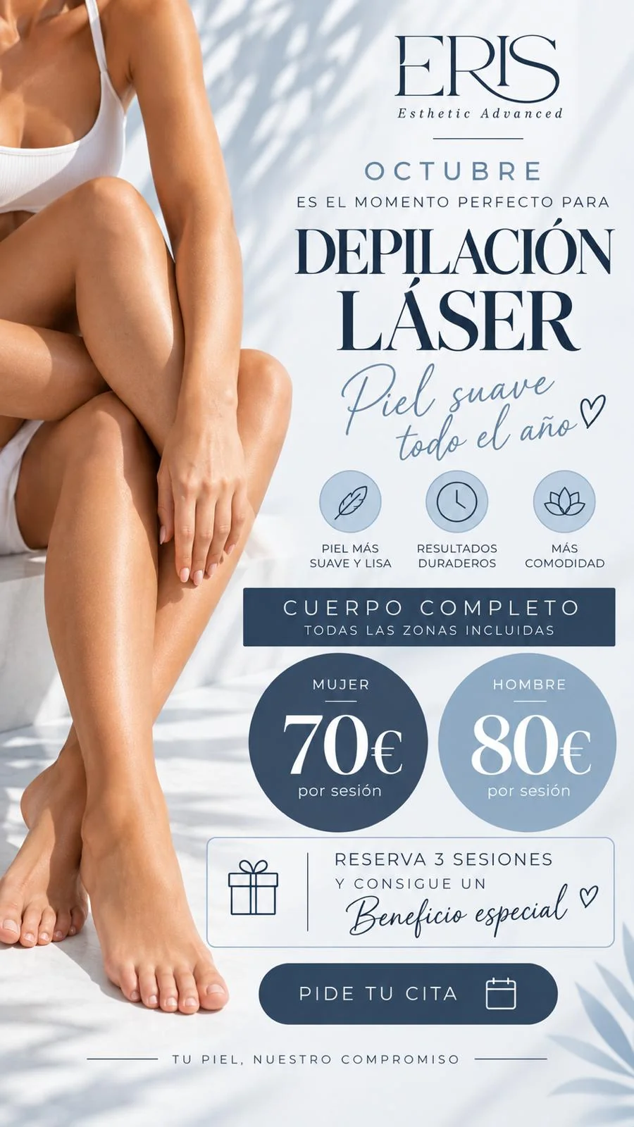 Cartel de la oferta Depilación Láser Cuerpo Completo de ERIS Esthetic Advanced